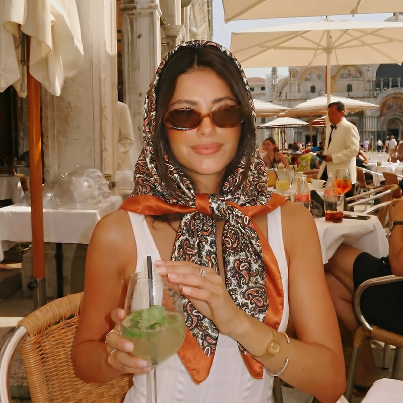 Vintage Satin Square Scarf Boh - Vintage Fashion Hijab review and price