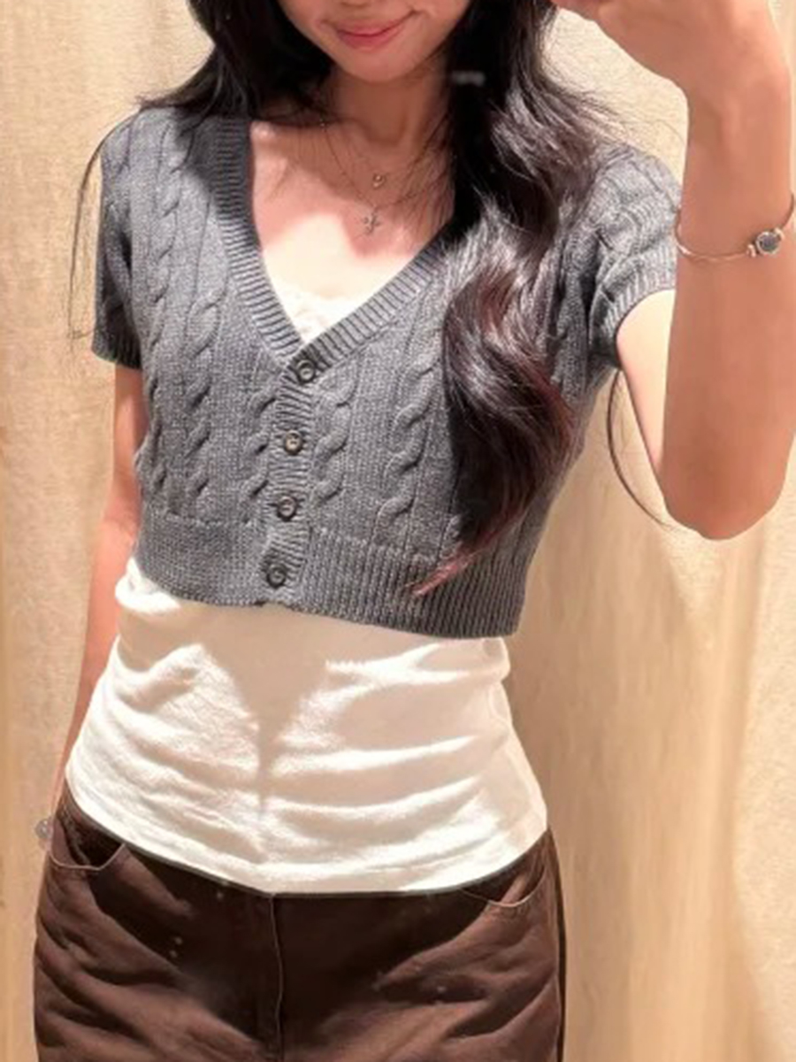 Vintage Four Button Knitted Cr - Crop Cardigan Vintage review and price