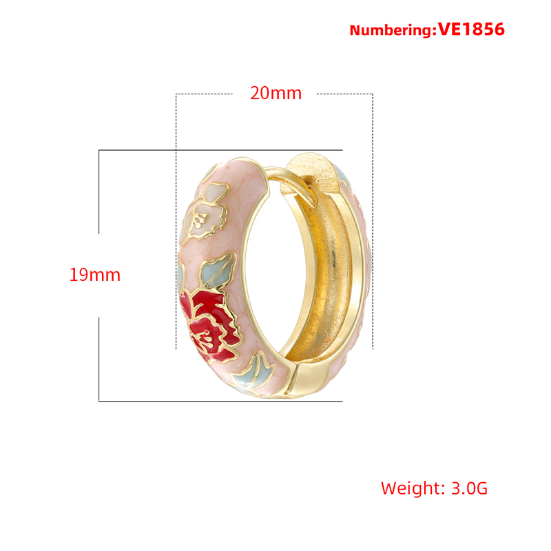 Enamel-Dipped Floral-Motif Hoo - Vintage Fashion Illustration review and price