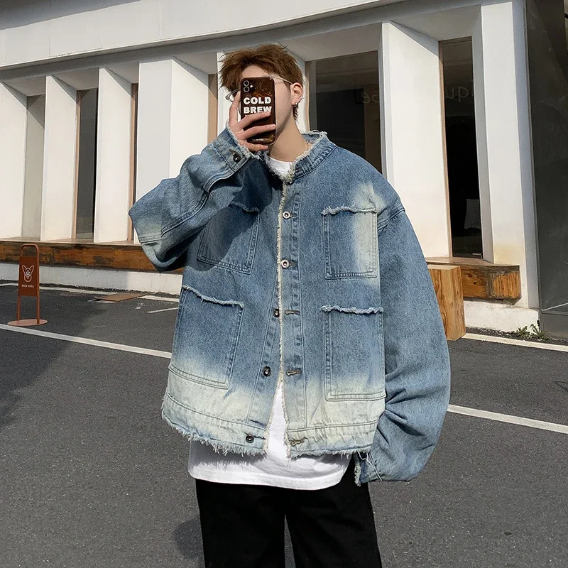 American Retro Hip Pop Raw Edg - Patchwork Jean Jacket review and price