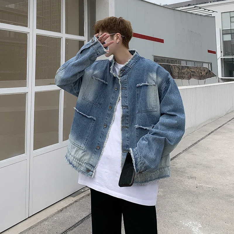American Retro Hip Pop Raw Edg - Patchwork Jean Jacket review and price