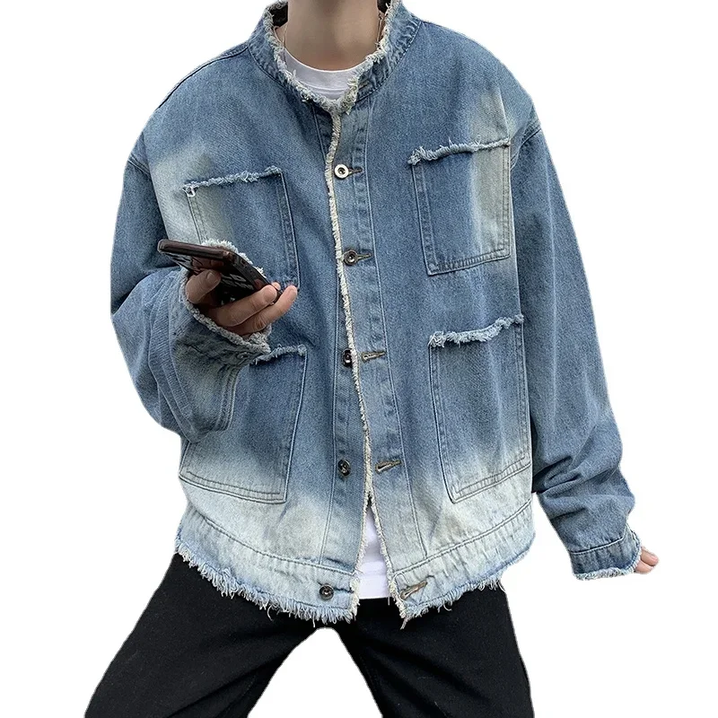 American Retro Hip Pop Raw Edg - Patchwork Jean Jacket review and price