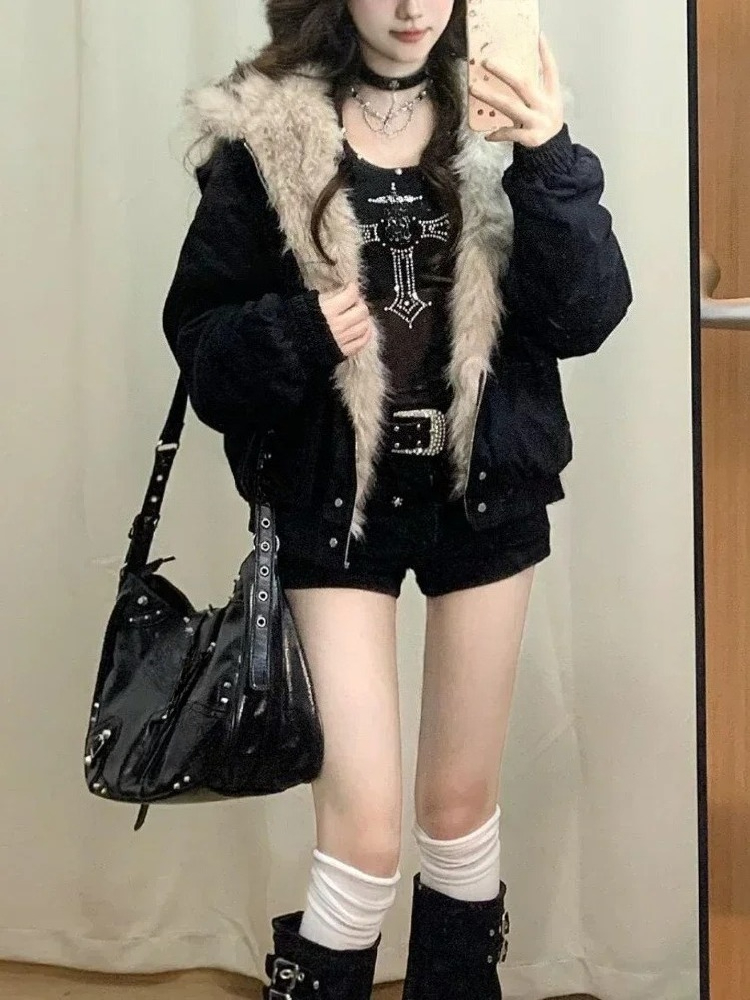 Y2k Gothic Vintage Black Zip U - Vintage Fashion Subculture review and price