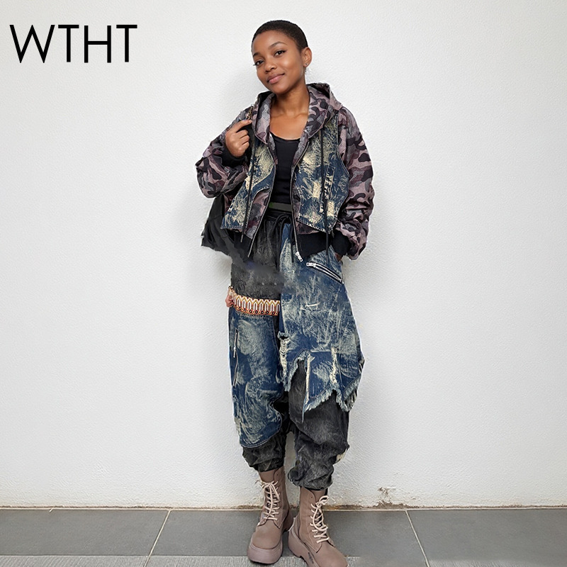 WTHT Trendy Women's Camouflage - Patchwork Jean Jacket review and price