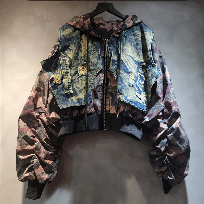 WTHT Trendy Women's Camouflage - Patchwork Jean Jacket review and price