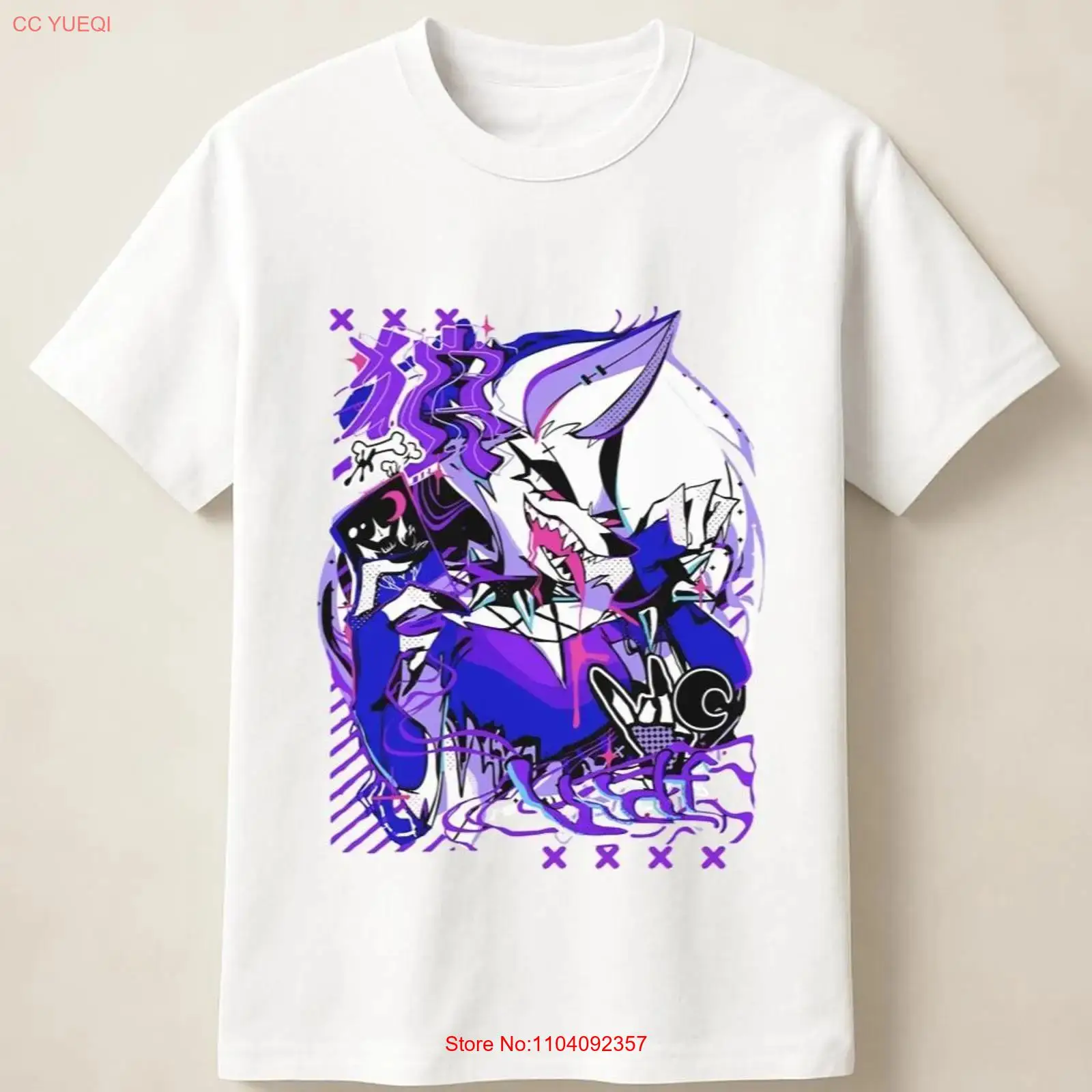 Purple Anime Wolf in Graffiti  - Vintage Fashion Illustration review and price
