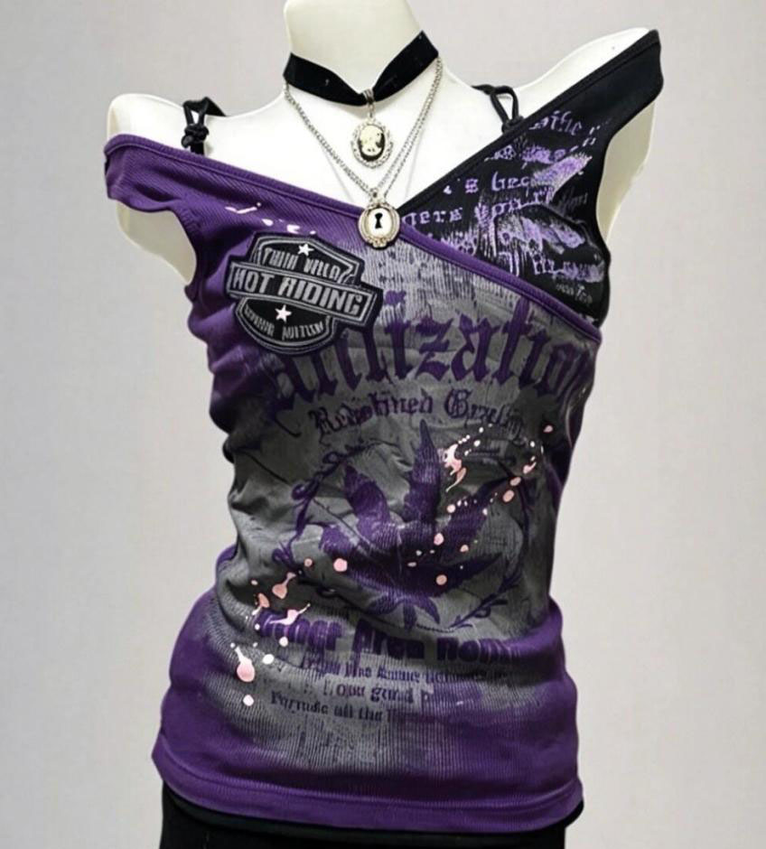 Gothic T Shirts Y2k Letter Gra - Vintage Fashion Subculture review and price