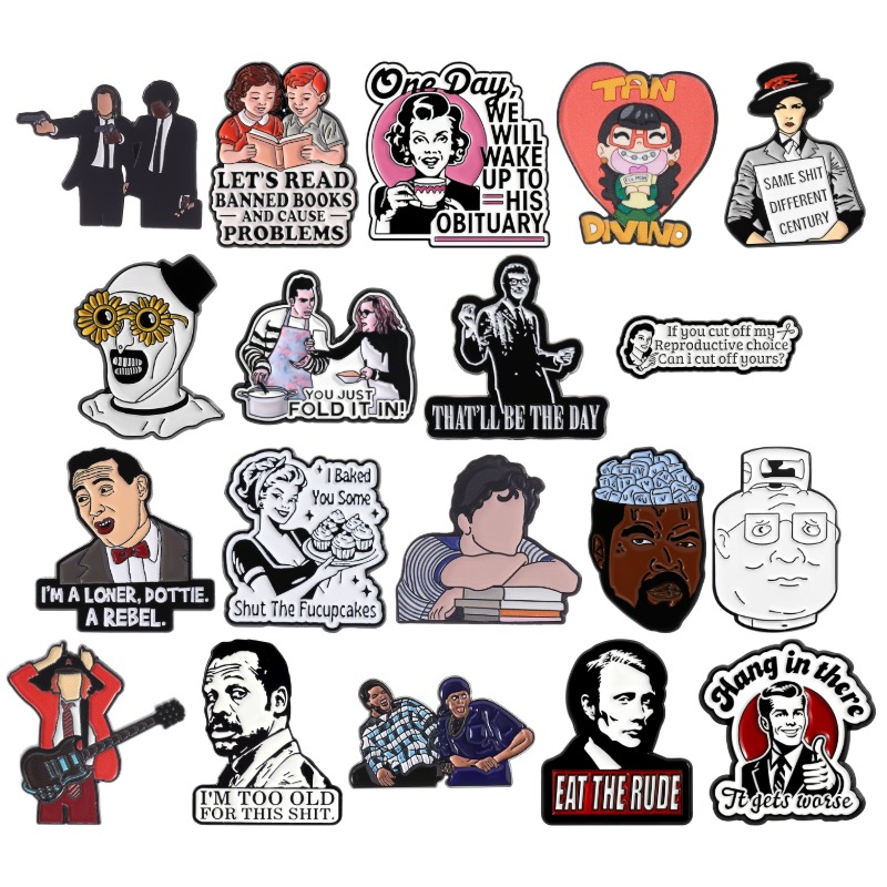TV Movie Character Enamel Pins - Vintage Fashion Quotes review and price