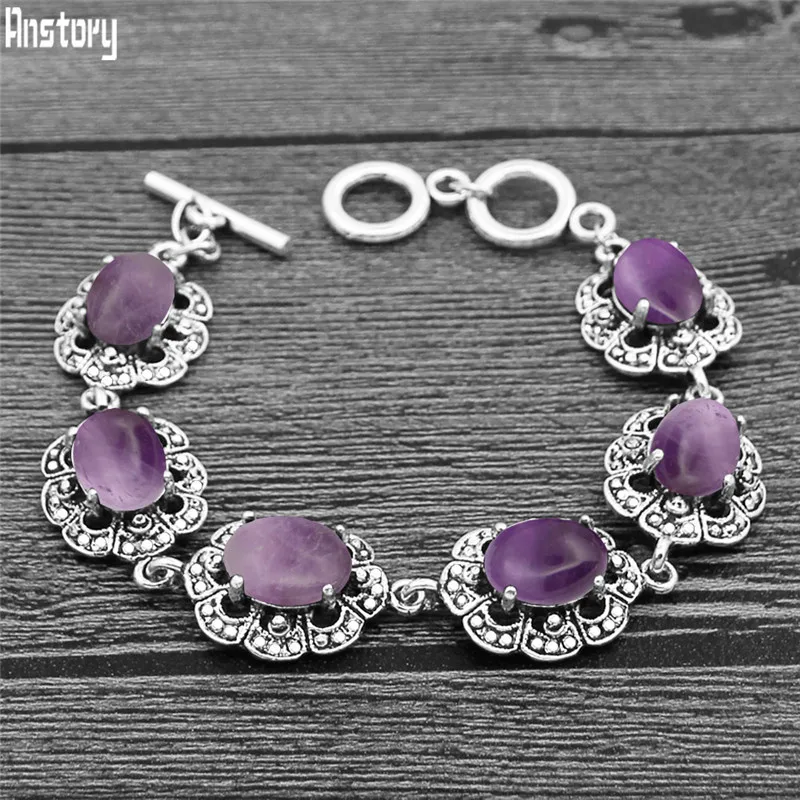 Oval Amethysts Bracelet Plum F - Vintage Fashion Looks review and price