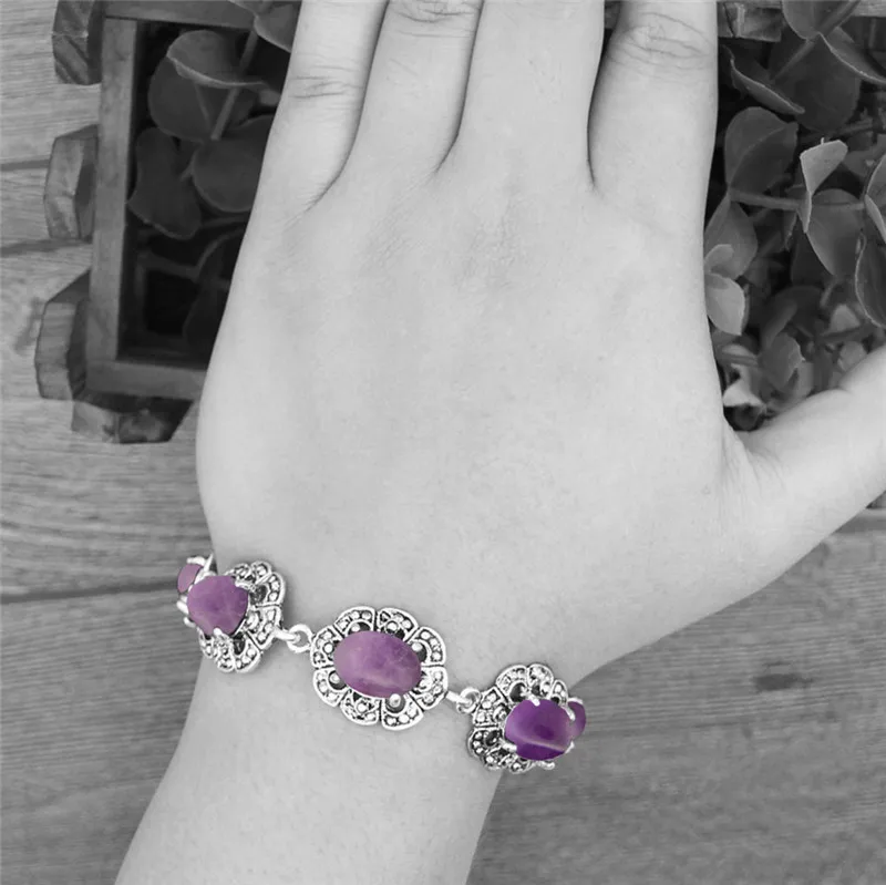 Oval Amethysts Bracelet Plum F - Vintage Fashion Looks review and price