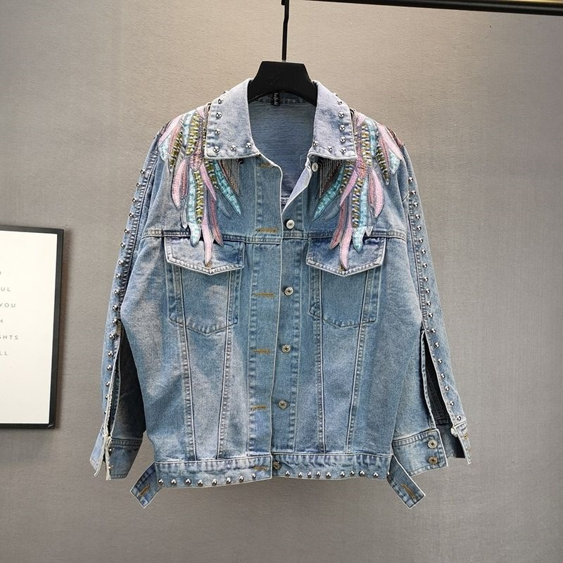 2024 New AutumnFashion Rivet W - Patchwork Jean Jacket review and price