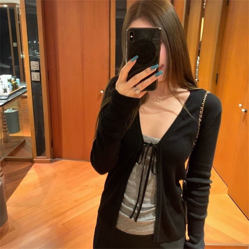 Women's Knitting Thin Long Sle - Crop Cardigan Vintage review and price