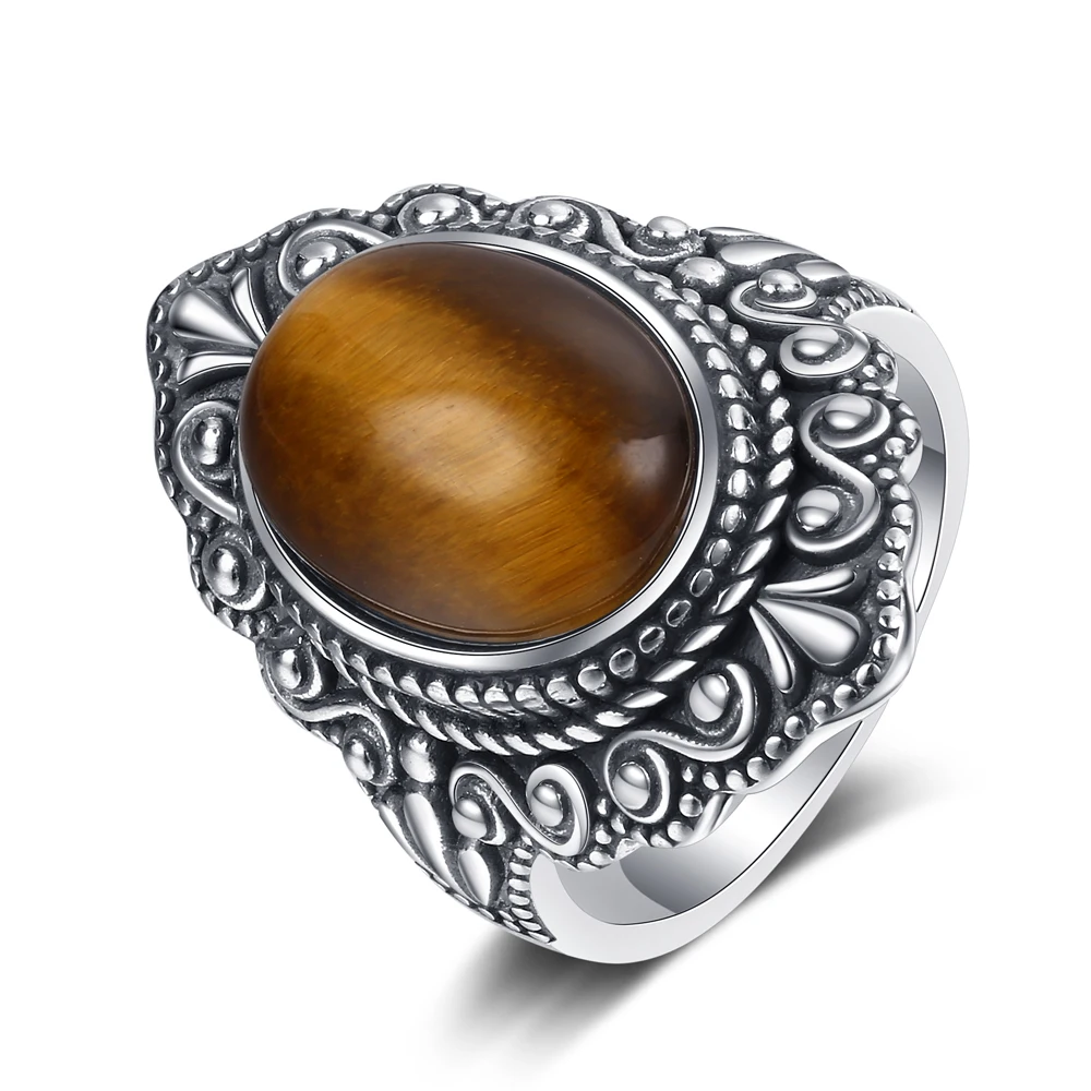 Natural Tiger Eye Gemstone Rin - Vintage Fashion Looks review and price