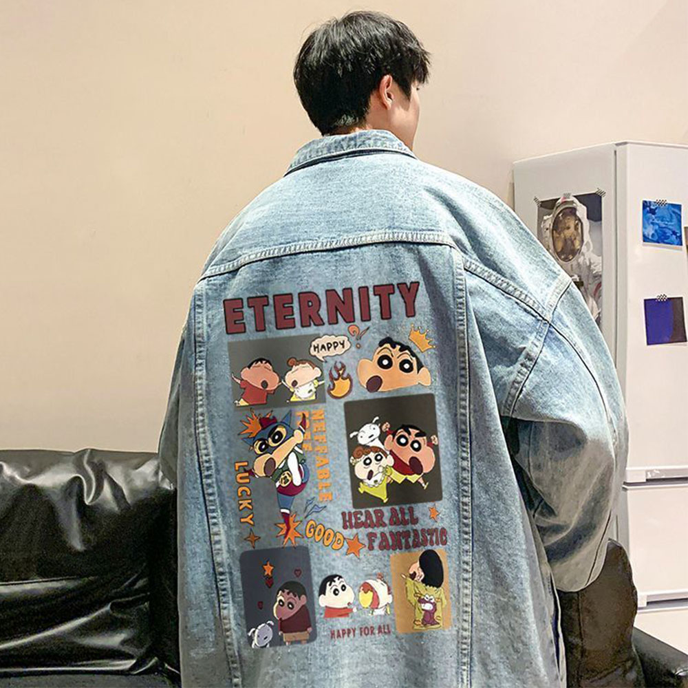 Anime Crayon Shin-Chan Series  - Patchwork Jean Jacket review and price