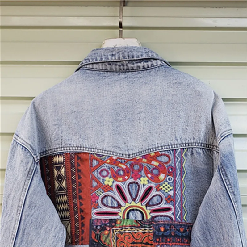 Bohemia Embroidery Splicing Bi - Patchwork Jean Jacket review and price