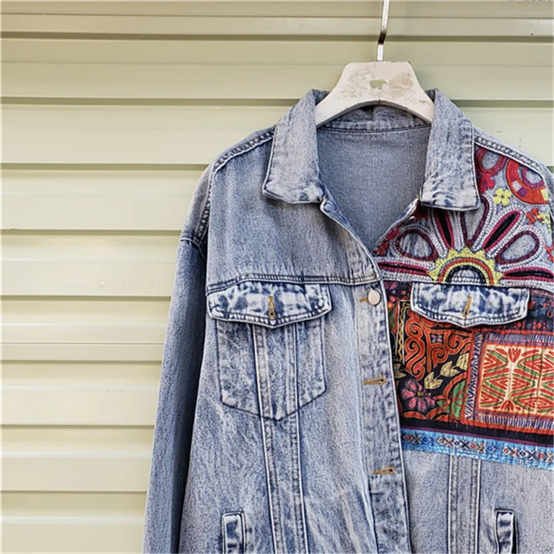 Bohemia Embroidery Splicing Bi - Patchwork Jean Jacket review and price