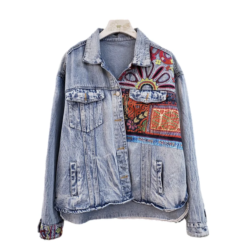 Bohemia Embroidery Splicing Bi - Patchwork Jean Jacket review and price
