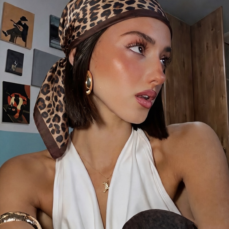 Vintage Square Silk Scarf Leop - Vintage Fashion Hijab review and price