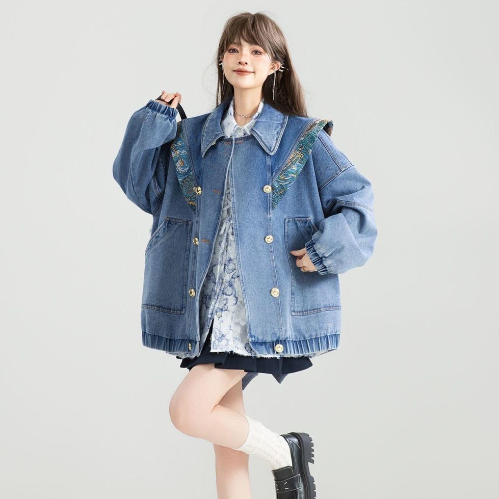Vintage Denim Jacket Outwear W - Patchwork Jean Jacket review and price