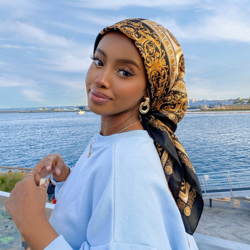 Vintage Satin Square Scarf Wom - Vintage Fashion Hijab review and price