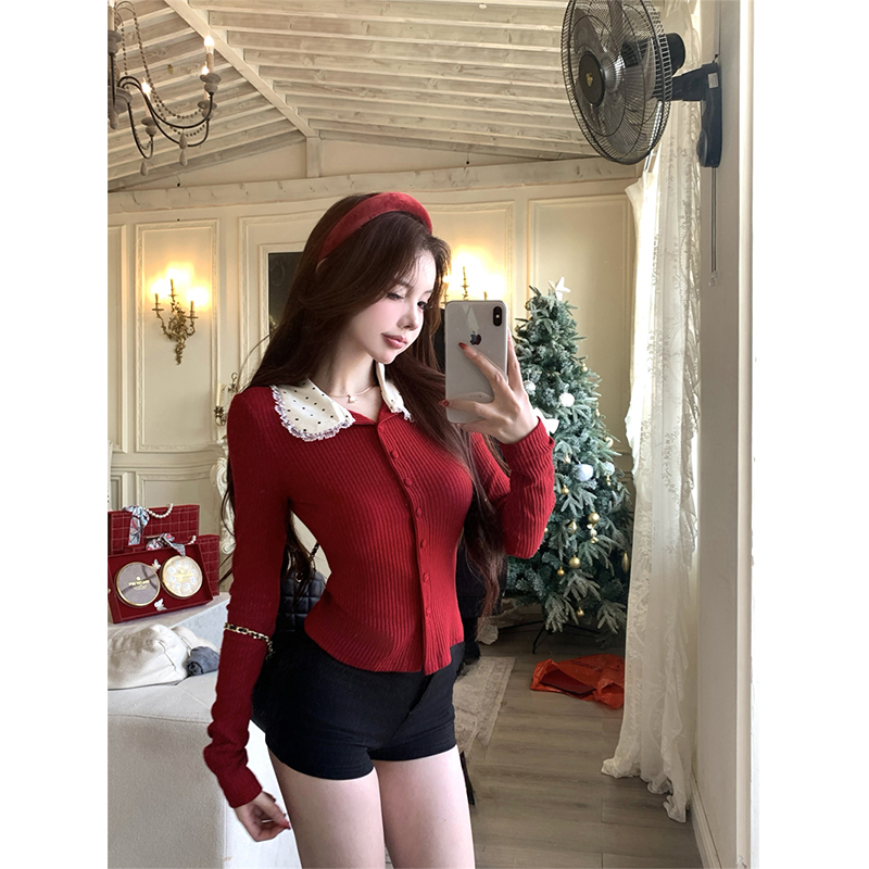 MEXZT Vintage Red Knitted Card - Crop Cardigan Vintage review and price