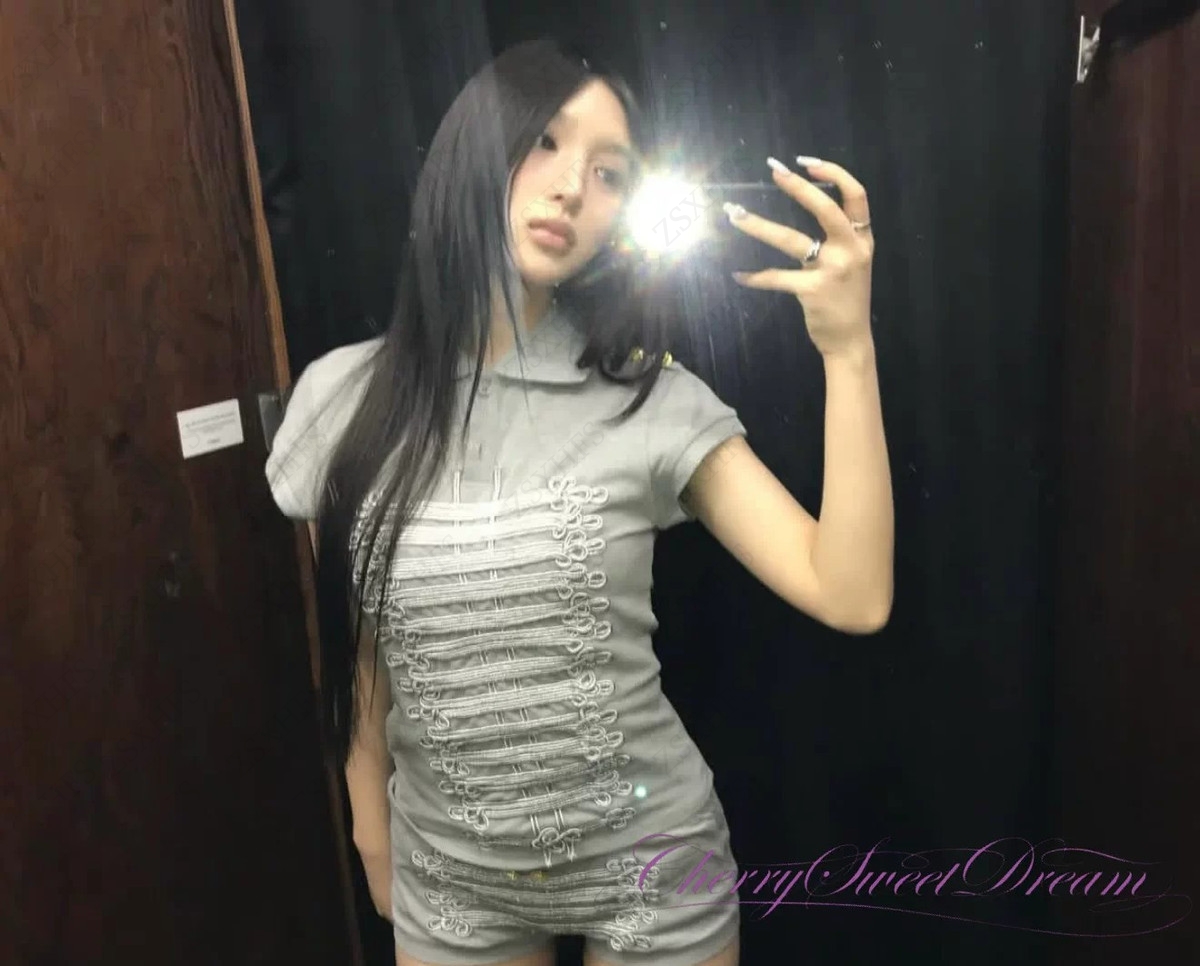 Gray 3D Embroidered Polo Shirt - Vintage Fashion Subculture review and price