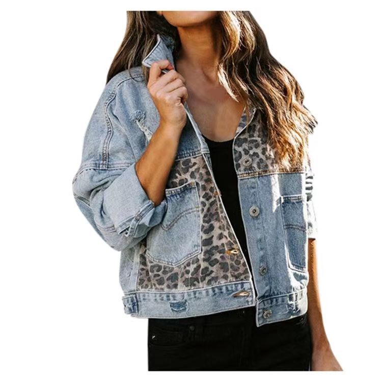 2026 Streetwear Women Leopard  - Patchwork Jean Jacket review and price