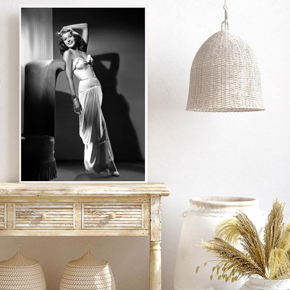 Rita Hayworth Poster,Black and - Vintage Fashion Illustration review and price