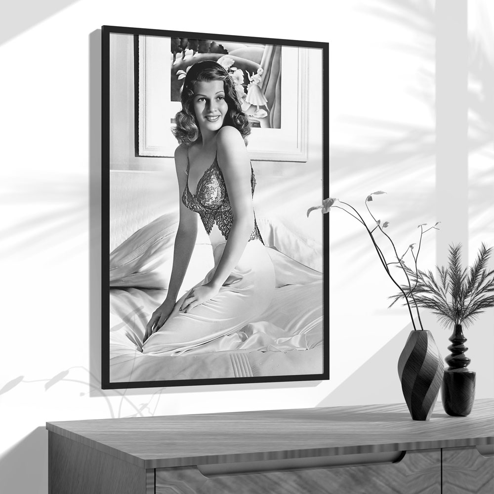 Rita Hayworth Poster,Black and - Vintage Fashion Illustration review and price