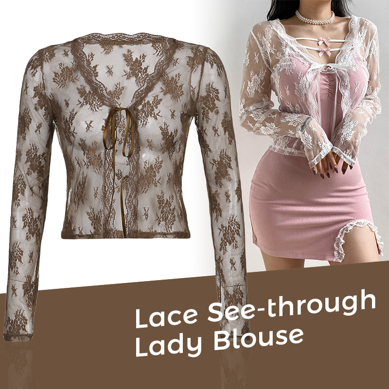 Women See Through Lace Mesh Sh - Crop Cardigan Vintage review and price
