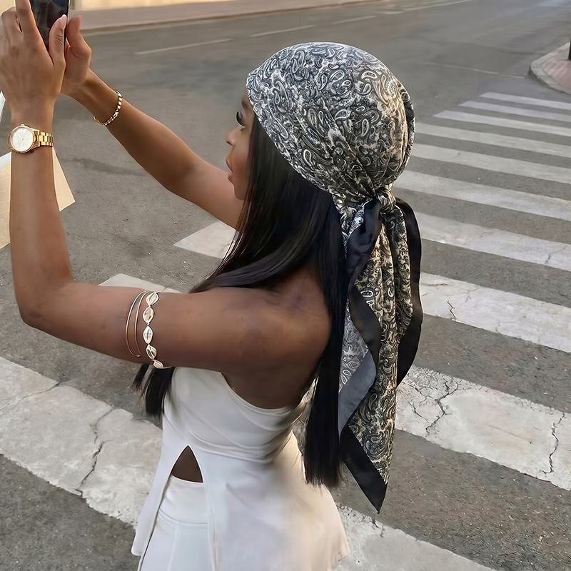 Luxury Satin Square Scarf Vint - Vintage Fashion Hijab review and price