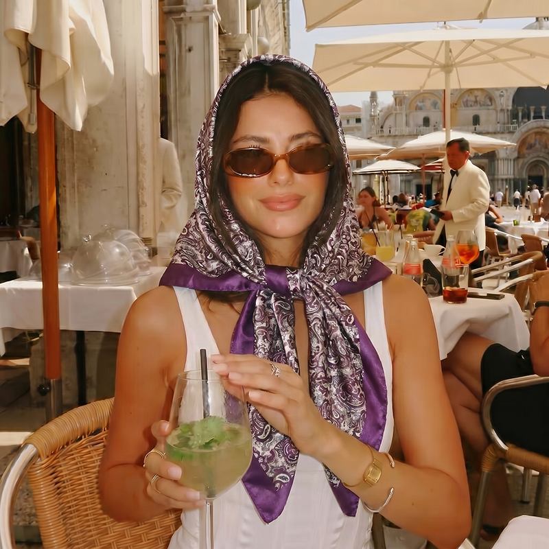Luxury Satin Square Scarf Vint - Vintage Fashion Hijab review and price
